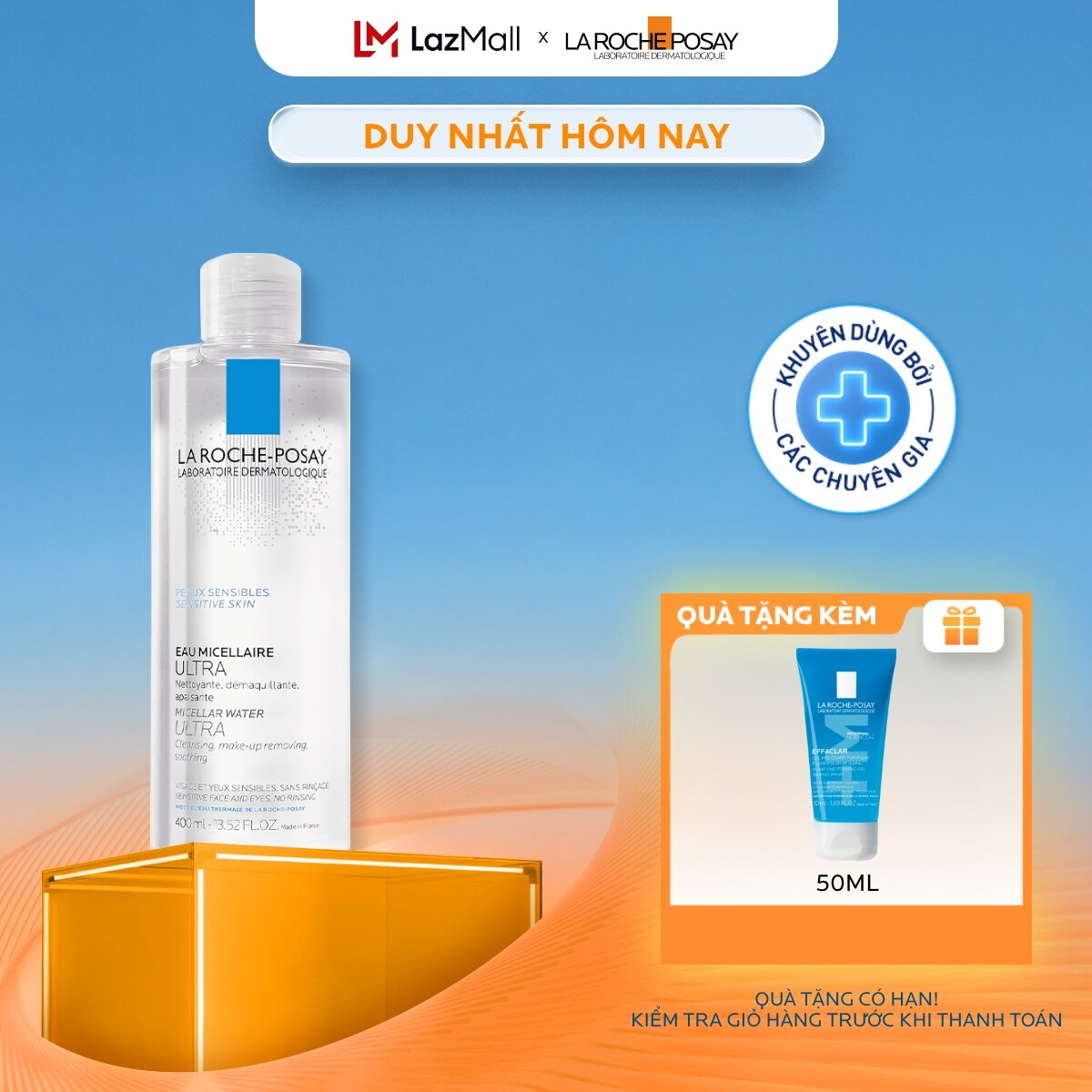 Nước làm sạch sâu và tẩy trang cho da nhạy cảm La Roche-Posay Micellar Water Ultra Sensitive Skin 400ml