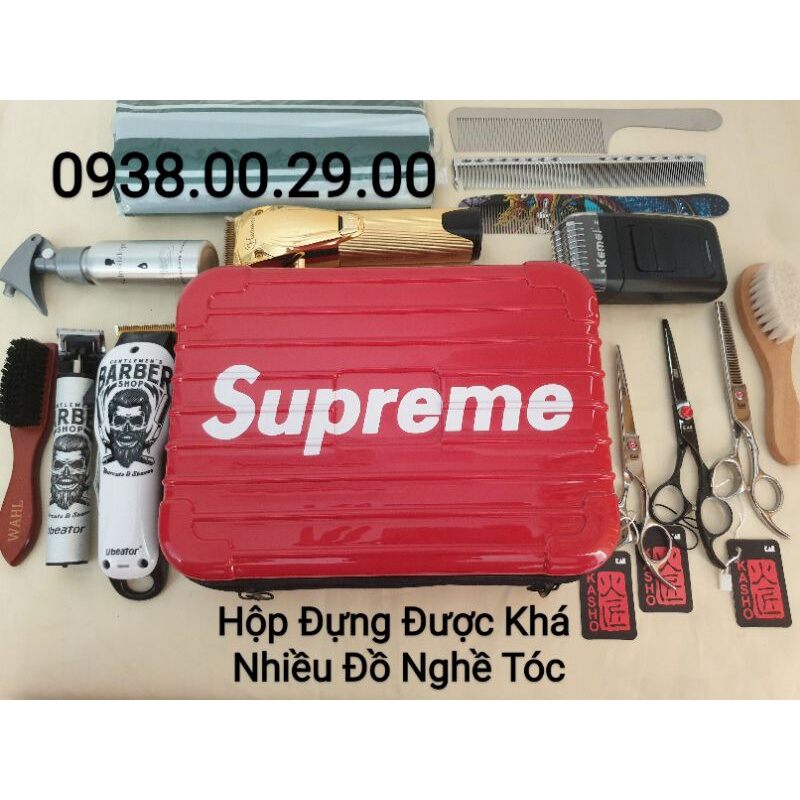 Túi đựng kéo cắt tóc supreme red, vali đựng kéo cắt tóc, vali kéo cắt tóc lược, tông đơ.