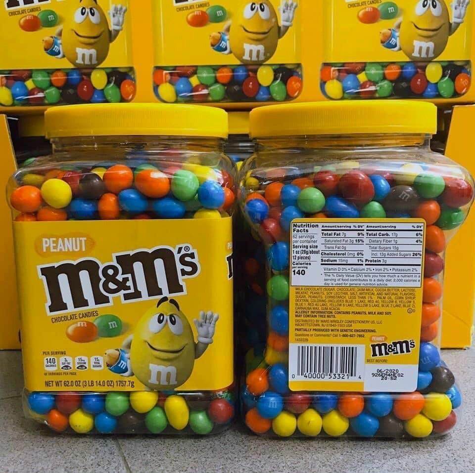 Kẹo socola m&m có nhân đậu phộng mỹ __ hũ 1757.7g