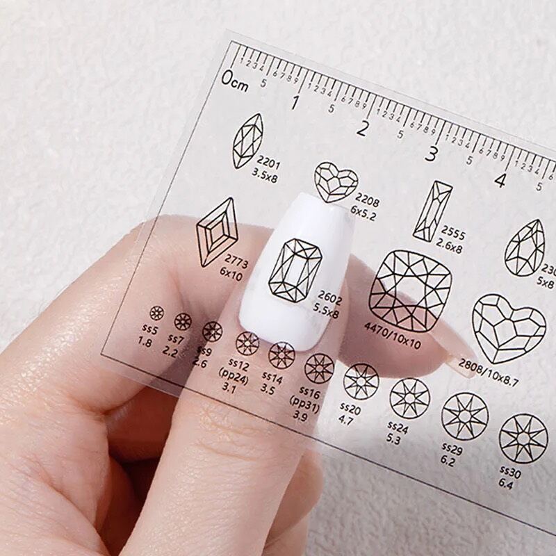 Thước đo form móng úp , thước đo móng , đo kích thước đá charm chuẩn size