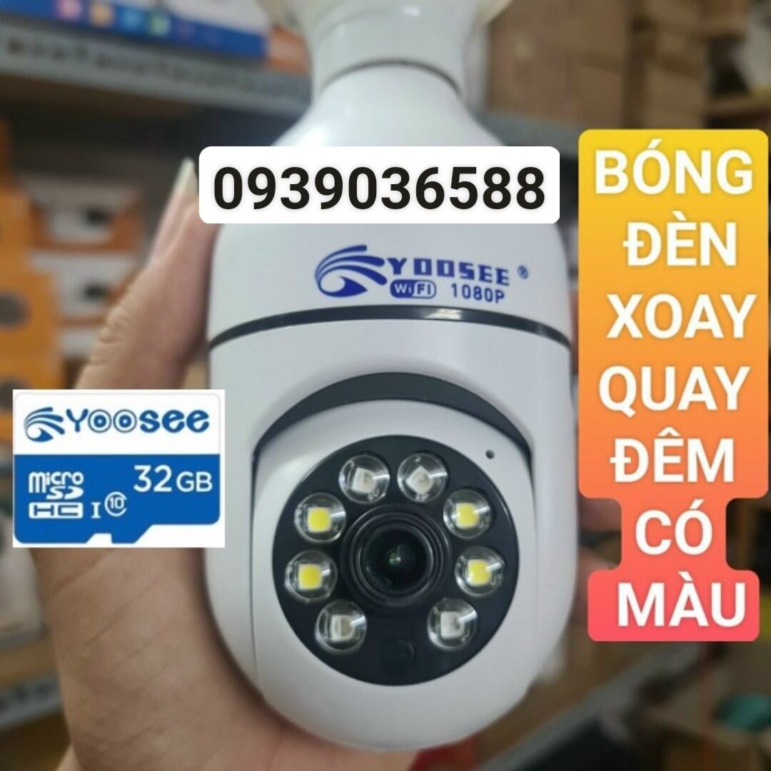 Camera Wifi Yoosee Bóng đèn 8 led thế hệ mới 3.0mp, xoay 360 độ, có màu ban đêm