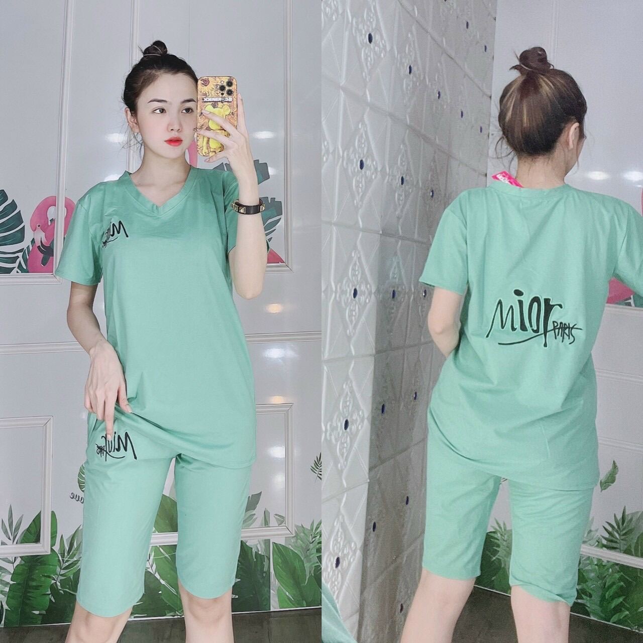 Đồ bộ nữ mặc nhà, set bộ đồ thun lửng cotton mặc nhà dễ thương bigsize