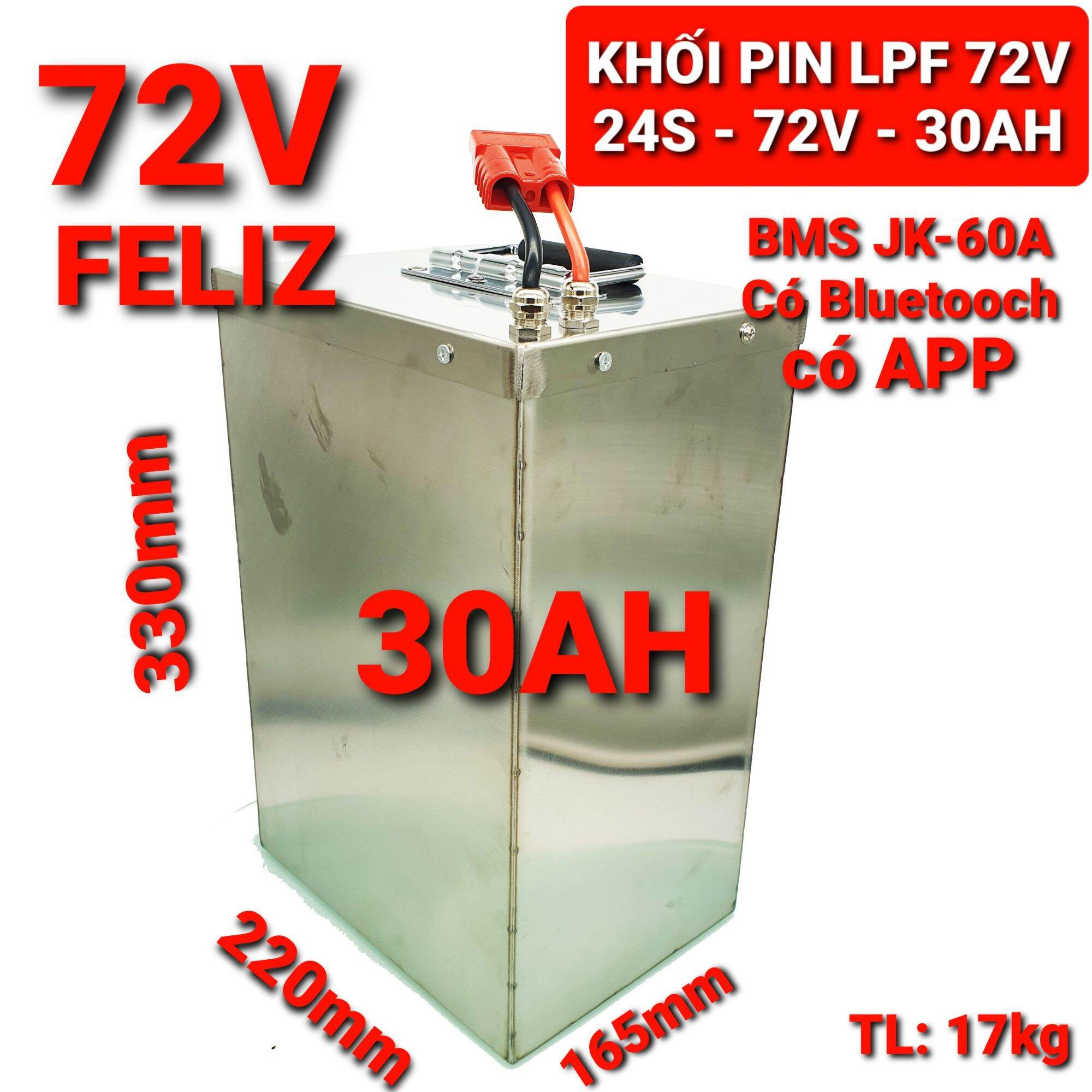 Achun.vn - KHỐI PIN SẮT XE ĐIỆN 72V - 24S - 30AH MẠCH JK-60A cos Bluetooch ( không sạc )