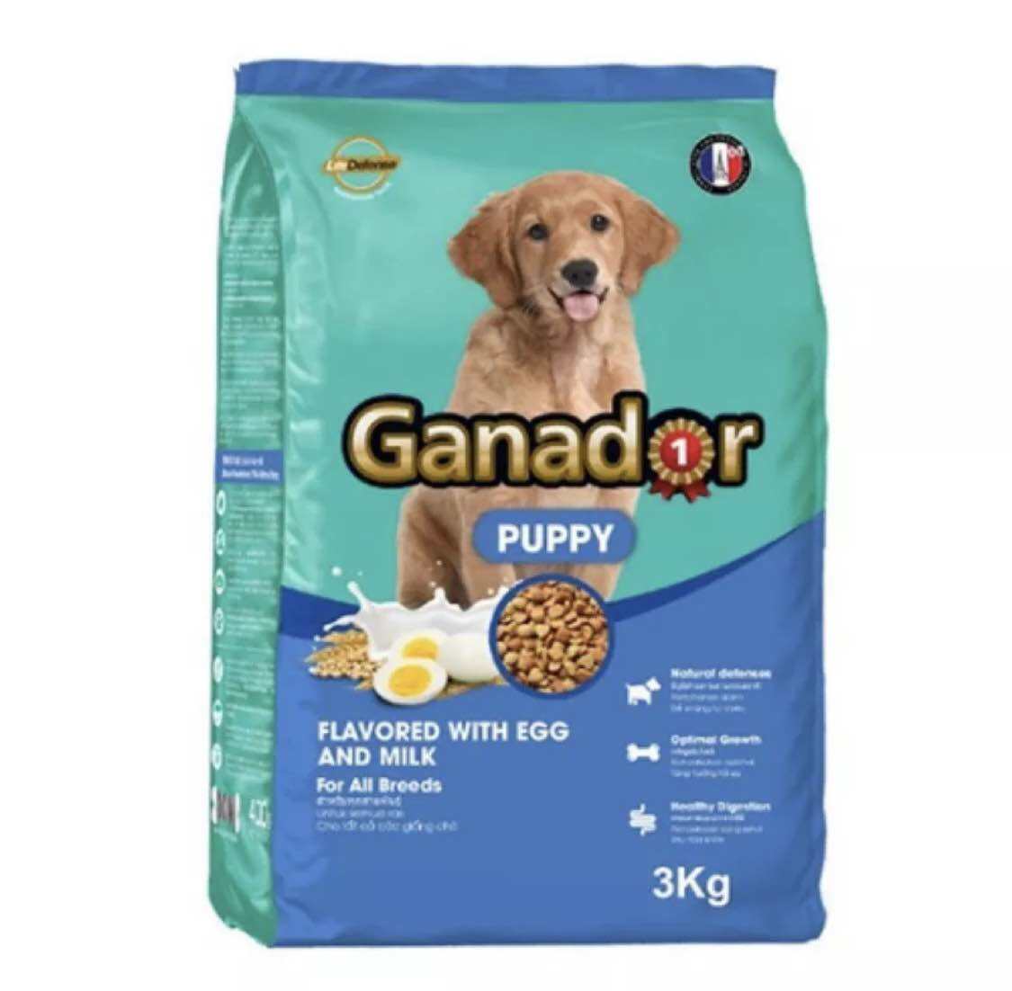 THỨC ĂN CHO CHÓ CON Ganador Puppy Dạng hạt Vị Trứng và Sữa Túi 3kg Thương