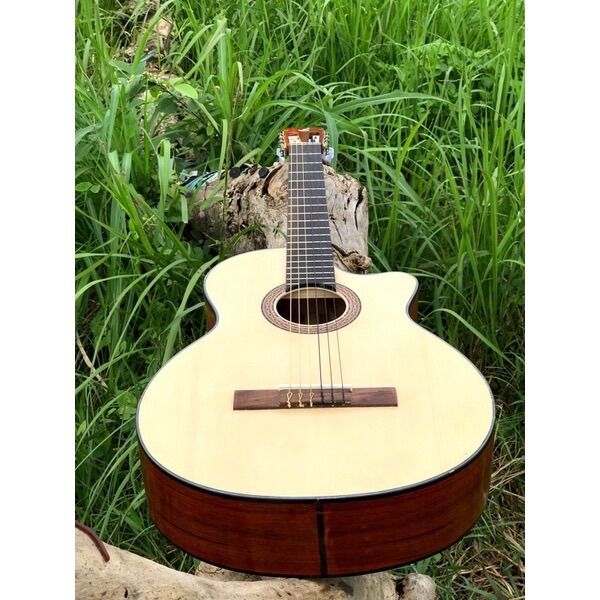 (Miễn Phí Ship) Đàn guitar classic gỗ hồng đào dáng khuyết