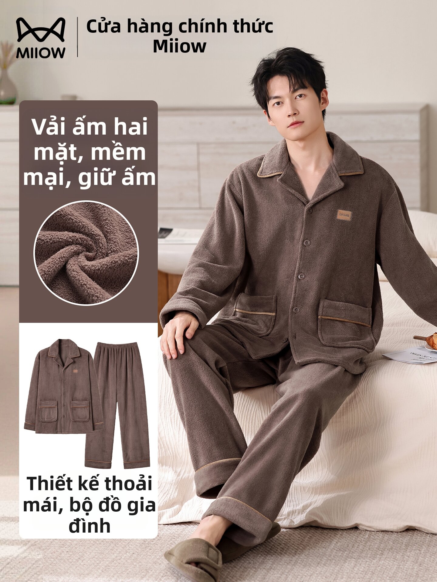 [MiiOW | Warm Men's Coral Fleece Sleepwear Set,MiiOW | Warm Men's Coral Fleece Sleepwear Set,] Giá  697,000 Đồng*Miễn phí vận chuyển