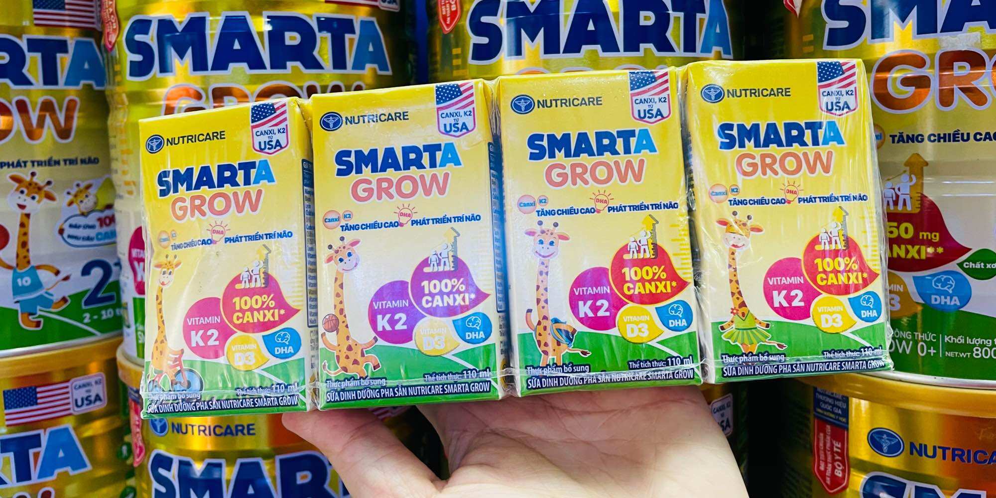 Thùng Sữa Bột Pha sẵn Smarta Grow 110ml (48 Hộp)