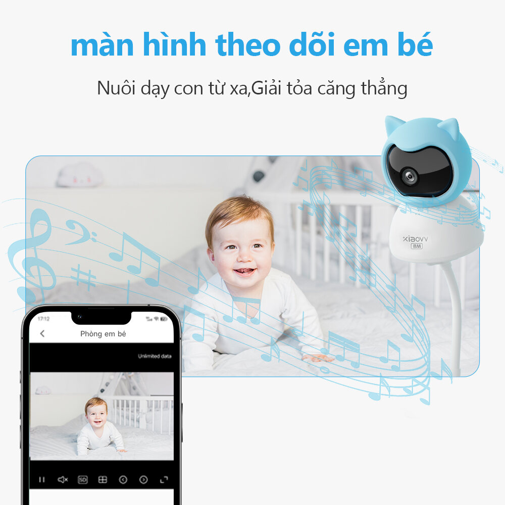 Xiaovv Q2BM Home Baby Monitor 3MP 2.4G Wifi Surveillance Camera with Night Vision Two Way Audio Talk  Crying Detection Baby Nanny CCTV Surveillance Camera