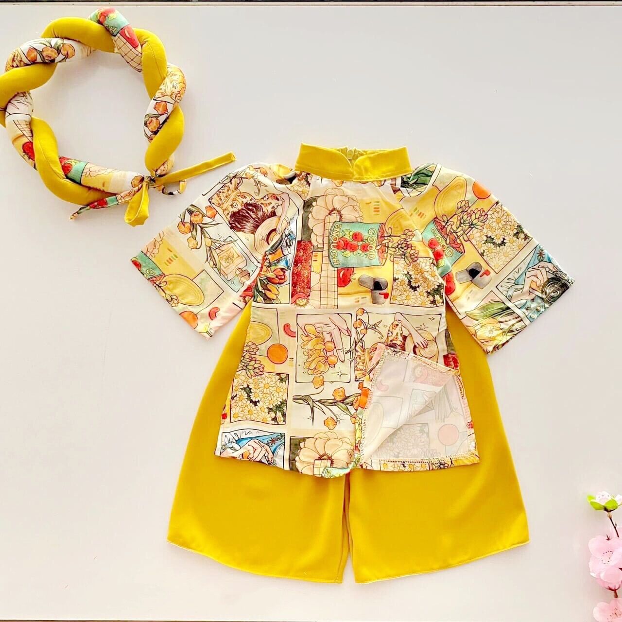 Áo dài bé gái - Áo dài lụa cho bé chất mềm mịn mát size 9ky - 30ky