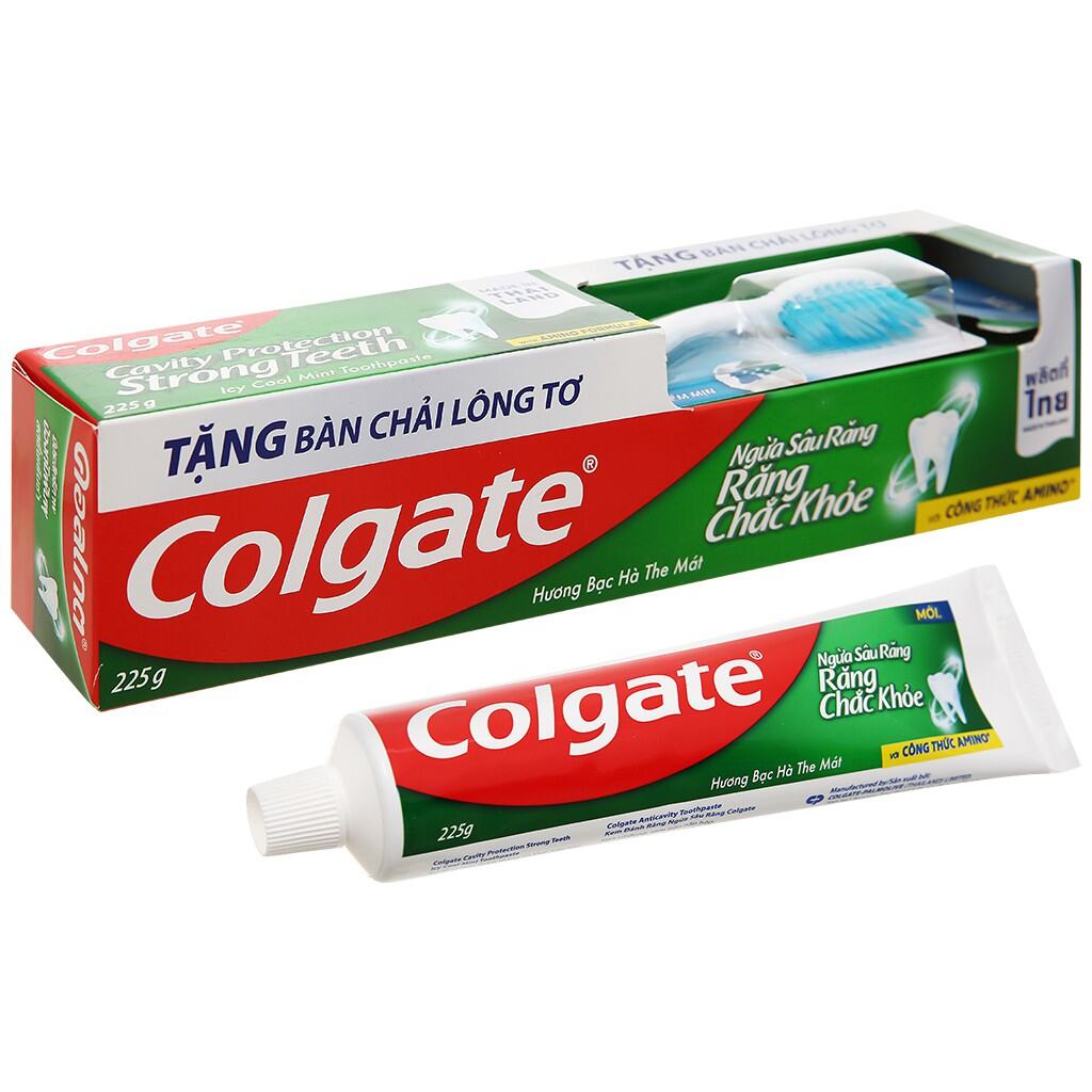 [Date 09/2024] Kem đánh răng Colgate 225g tặng bàn chải lông tơ