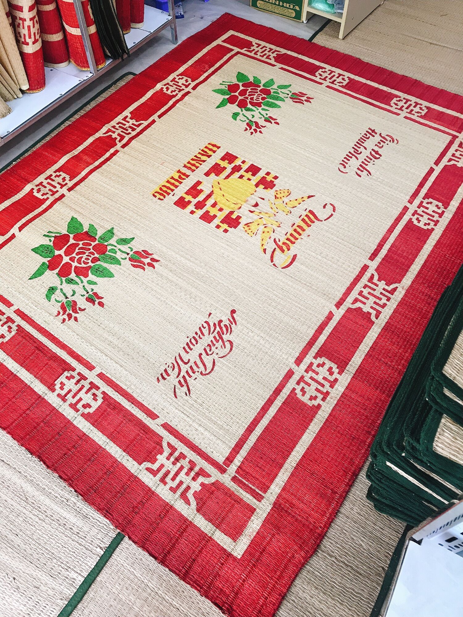 Chiếu Cói In Hoa 1m8x2m