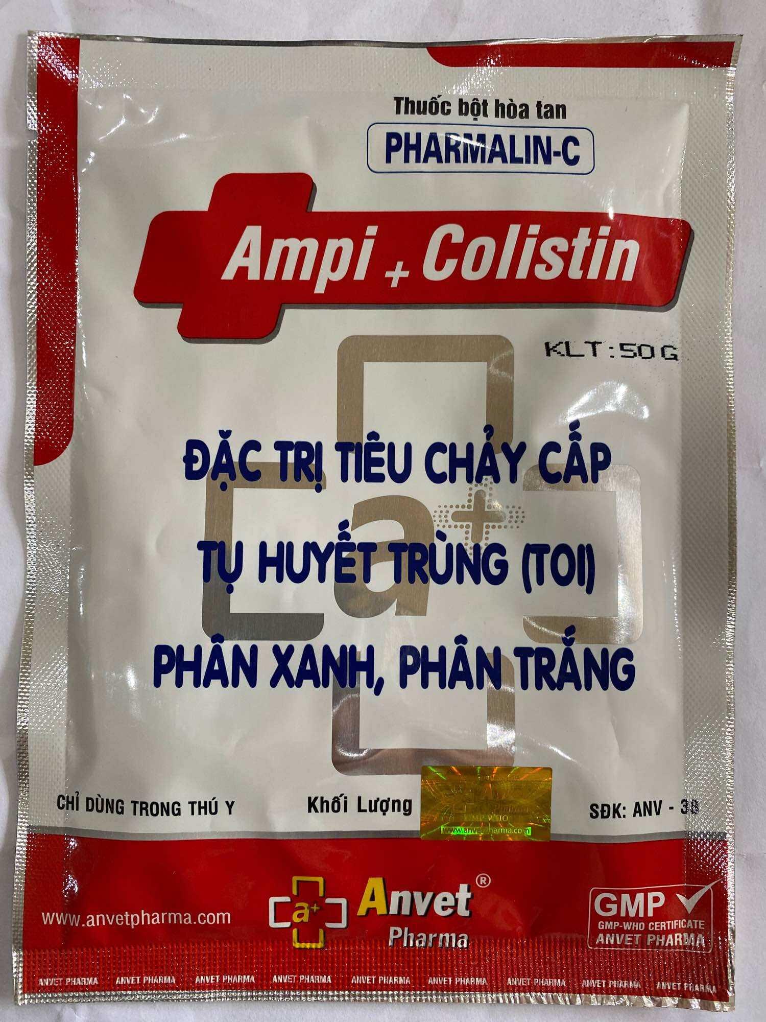 AMPI COLISTIN (gói 50g, 100g). TIÊU CHẢY CẤP, TỤ HUYẾT TRÙNG, PHÂN XANH, PHÂN TRẮNG... TRÊN GÀ CHOI, GÀ ĐÁ, gia cầm, gia súc