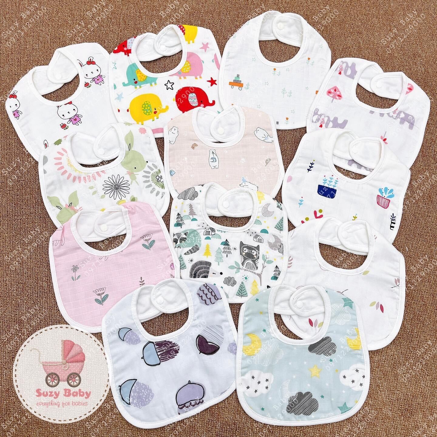 Yếm xô sơ sinh muslin tree bib cho bé