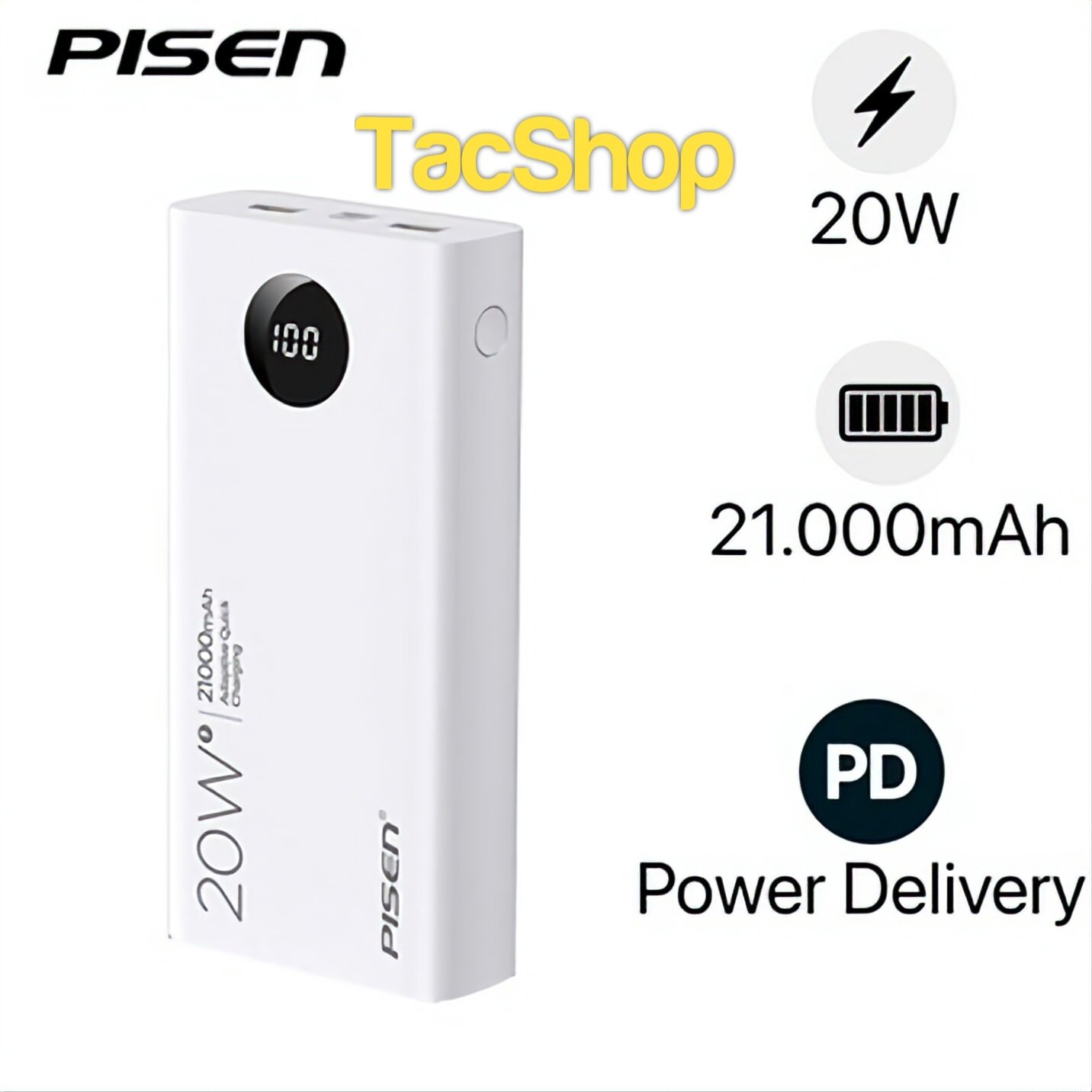 Pin sạc dự phòng PISEN Quick TS-298 21000mAh(LED), 20W For I P