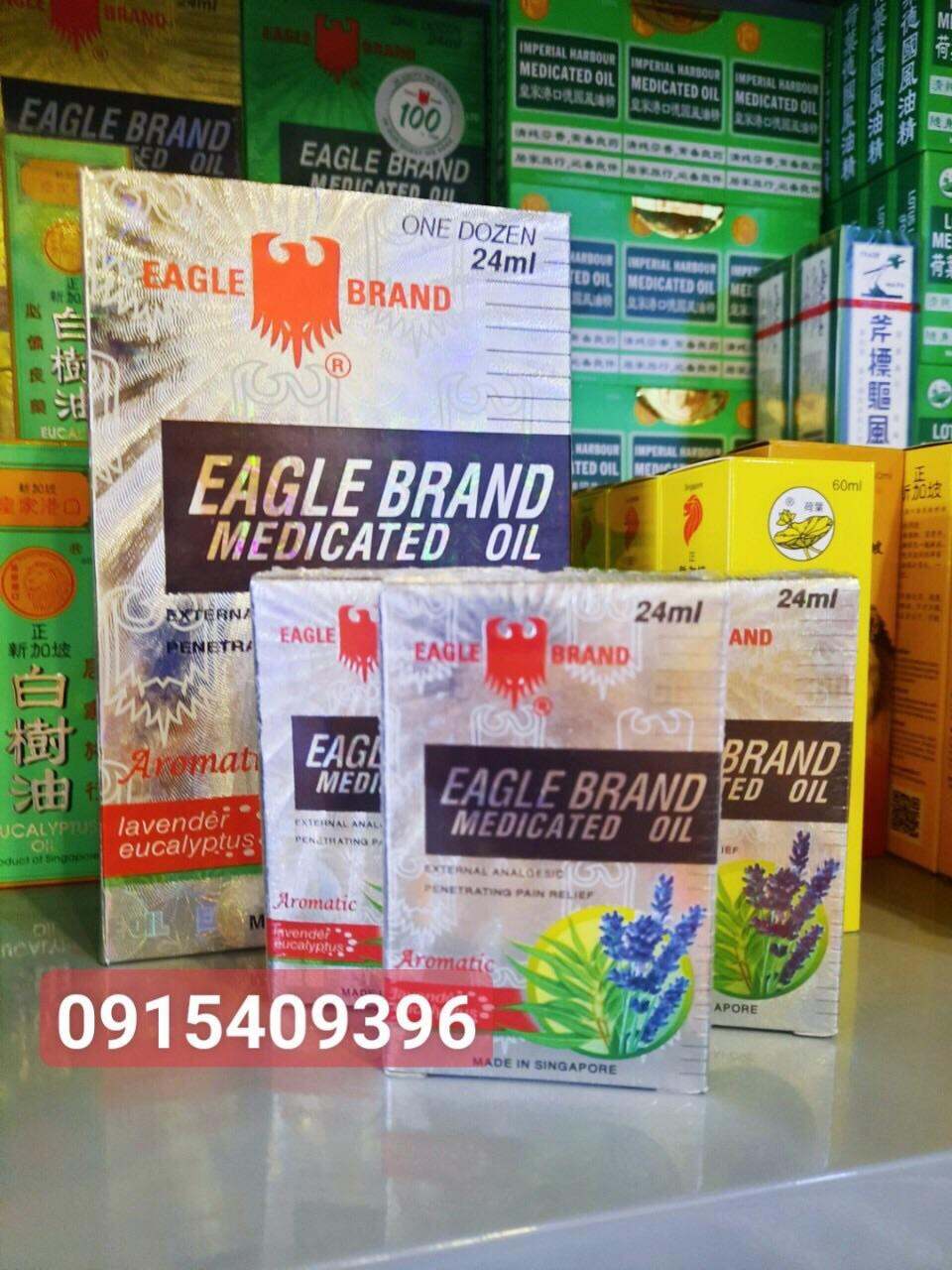 DẦU GIÓ CON Ó TRẮNG LAVENDER HÃNG EAGLE BRAND 24ML SINGAPORE