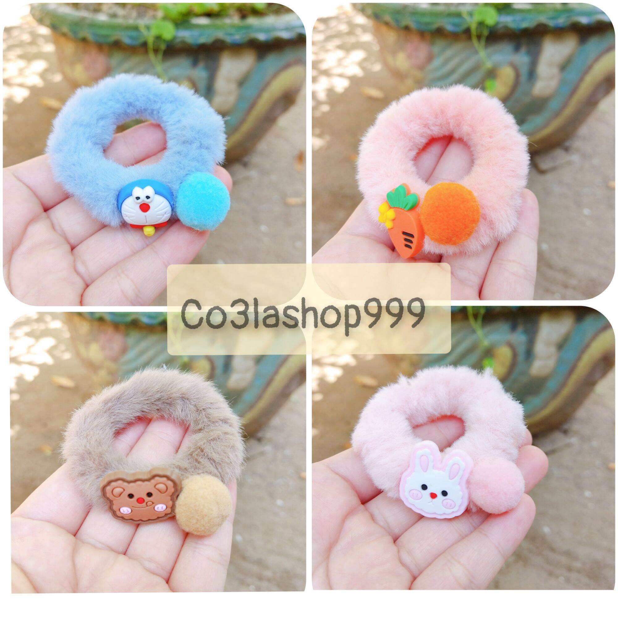 Dây cột tóc lông nhung doremon, gấu, thỏ SIZE NHỎ (1 CÁI)