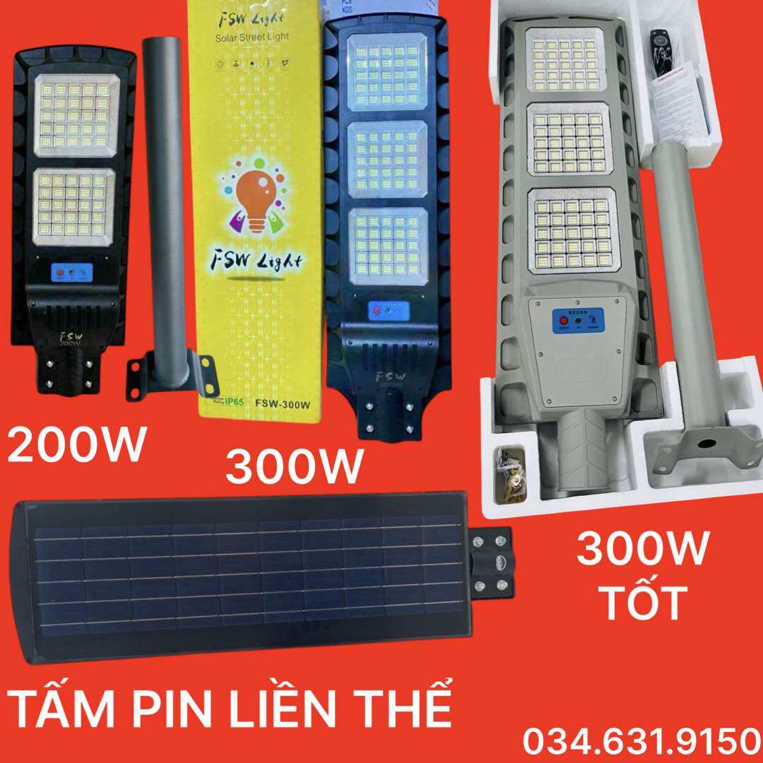 BỘ BÓNG DÈN NĂNG LƯỢNG MẶT TRỜI TÂM PIN LIỀN THỂ CÔNG SUẤT 150W - 200W - 300W ÁNH SÁNG TRẮNG DÙNG CHIẾU SÁNG ĐÈN ĐƯỜNG , SÂN NHÀ , SÂN VƯỜN VÀ CÁC CÔNG TRÌNH DÂN DỤNG KHÁC