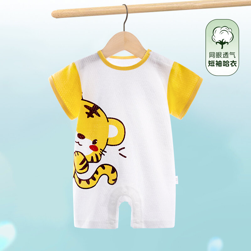 Bộ đồ liền thân cho bé sơ sinh, bộ đồ bé trai bé gái cotton, bộ đồ ngủ mùa hè ngắn tay
