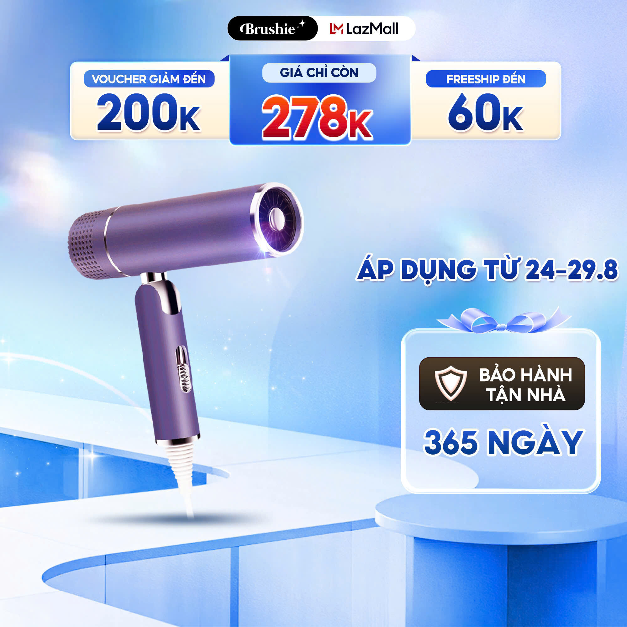 Máy sấy tóc SeeMee 2 chiều công nghệ ion âm công dụng sấy tóc tạo kiểu giúp bảo vệ và hạn chế hư tổn tóc công suất 1800W