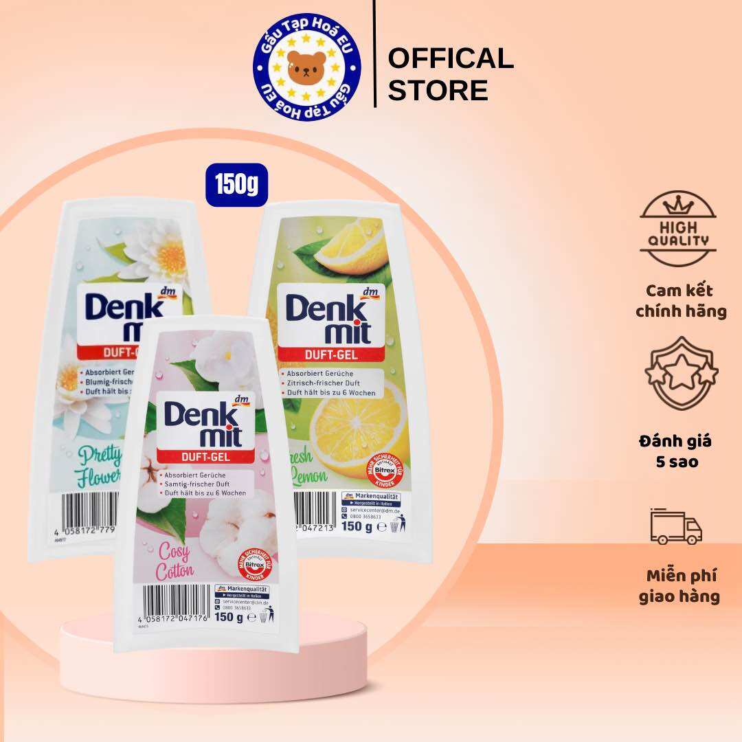 Sáp thơm phòng, toilet denkmit duft gel hương chanh, khử mùi - 150g - herite