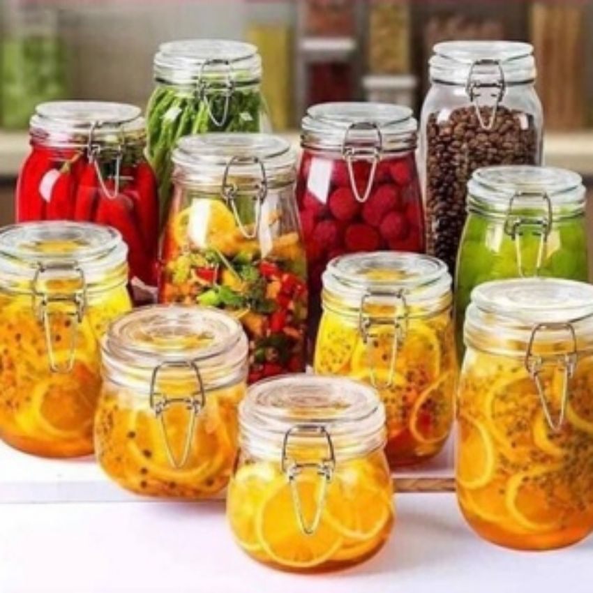 Hũ thủy tinh nắp cài 2000ml dày dặn nuôi scoby / kombucha, nấm kefir, đựng thực phẩm.