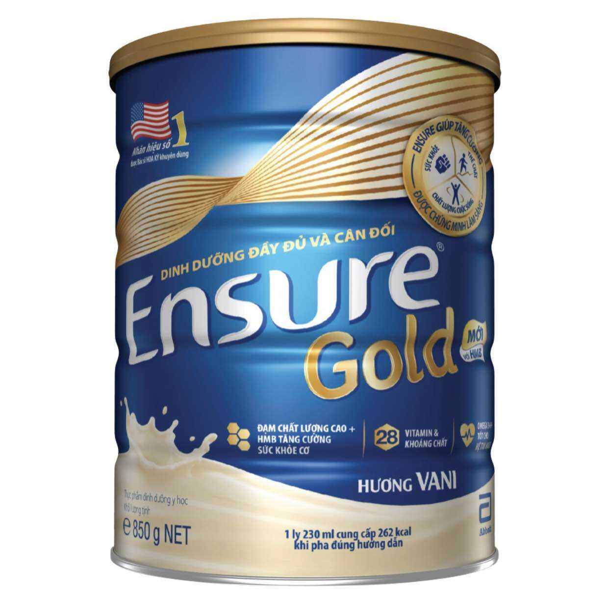Sữa bột ensure gold 850gr hương vani