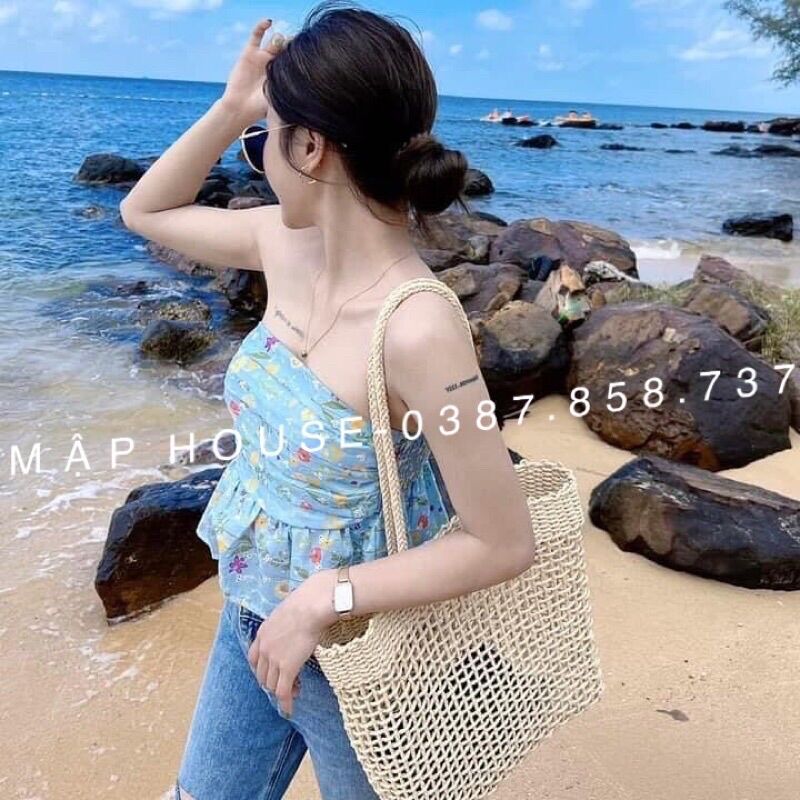 Túi cói đi biển đan thưa size lớn tha hồ đựng đồ