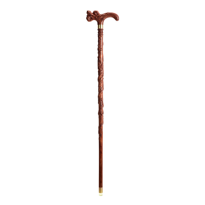 MOQILIN | Intaglio Dragon Pattern Wooden Walking Cane