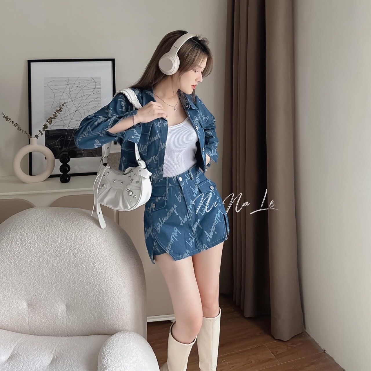 (SHOP TÁO ĐỎ BIGSIZE 50KG ĐẾN 90KG) set cá tính chân váy  món