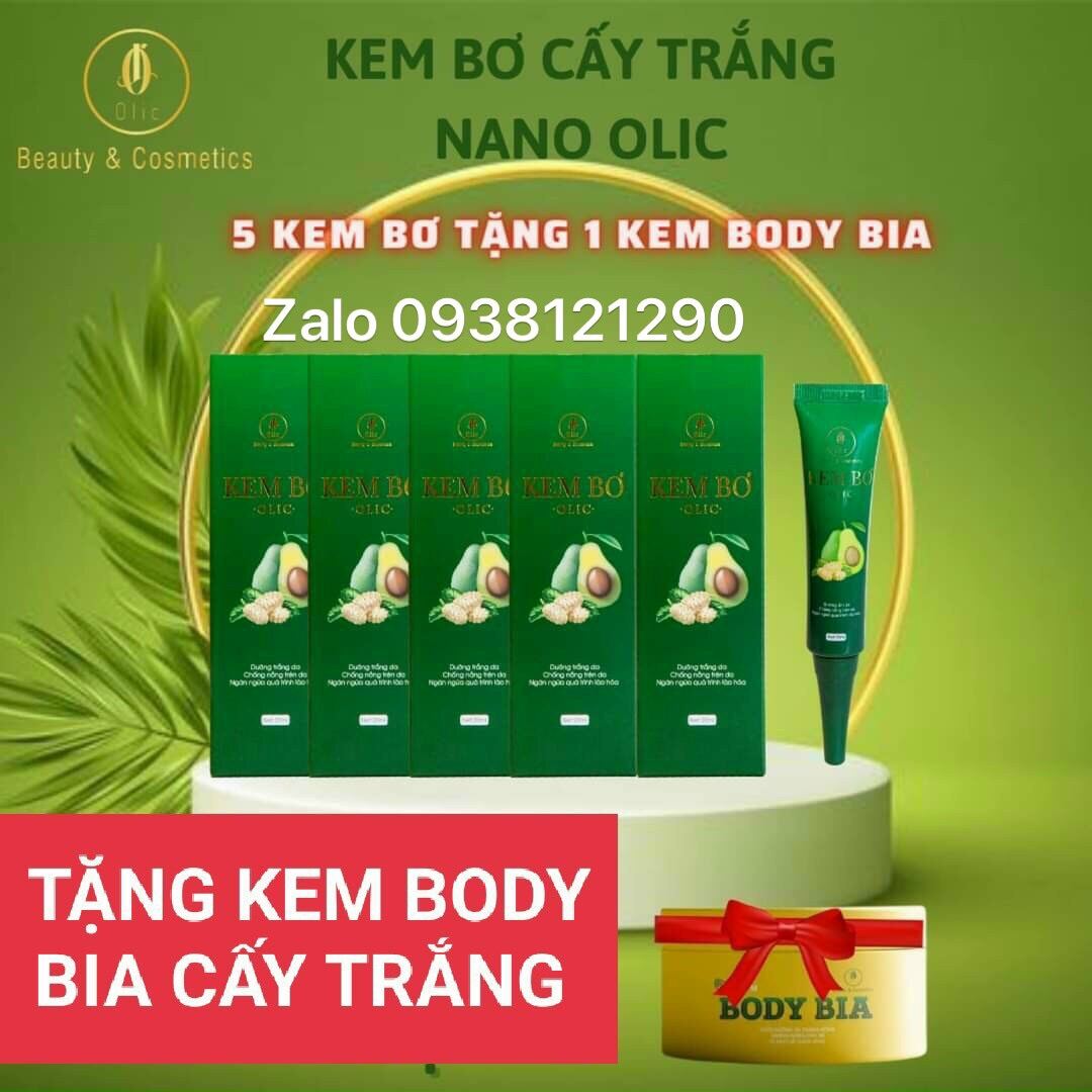 Combo 5 Chai Kem Bơ Oilc Tặng Kèm 1 Body Bia Cấy Trắng Chống Nắng Hoàn Hảo(Chính Hãng Cty 100%)