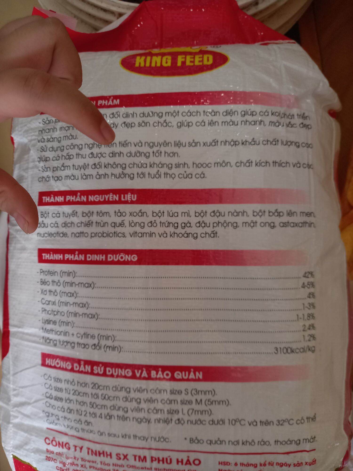 1kg Thức ăn Cá Koi kingfeed 8mm, cho cá size 30cm - đại