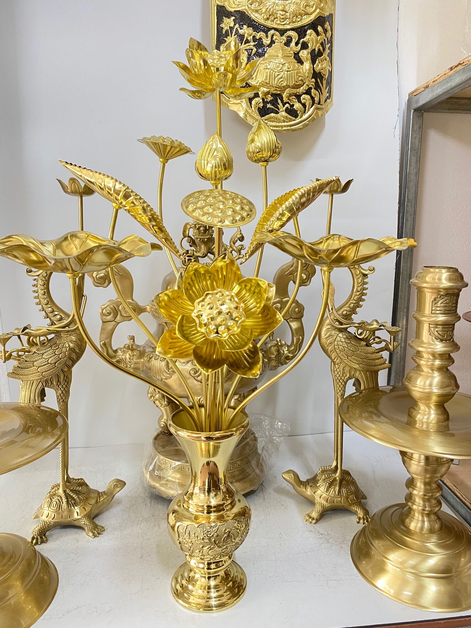 Combo hoa sen 10 cành đi kèm lọ