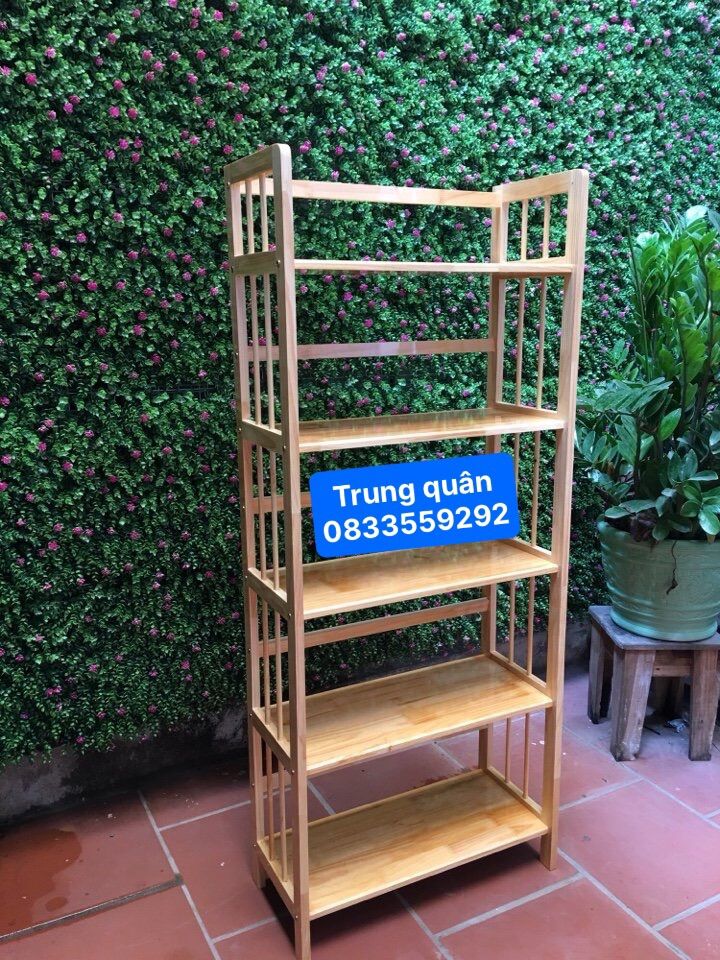 Kệ gỗ tự nhiên 5 tầng 80cm