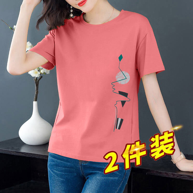 Áo Thun Ngắn Tay 2023 Cotton Cỡ Lớn Trang Phục Cho Mẹ Trung Niên Thời Trang Rộng Rãi Cho Nữ Áo Thun Mẫu Mới Mùa Hè Áo