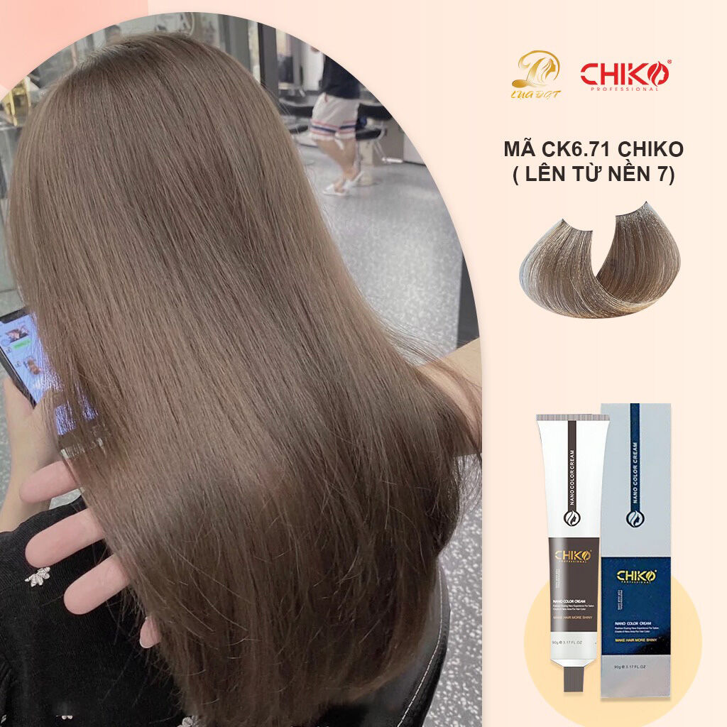 kem nhuộm tóc màu nâu khói lạnh (kèm oxi và găng tay)