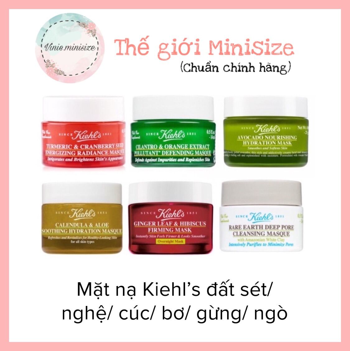 Mặt Nạ Kiehl’s Đất Sét/ Nghệ/ Cúc/ Bơ/ Gừng/ Ngò/ Mask Kiehls | Vinie.minisize [Minisize - Có Sẵn]