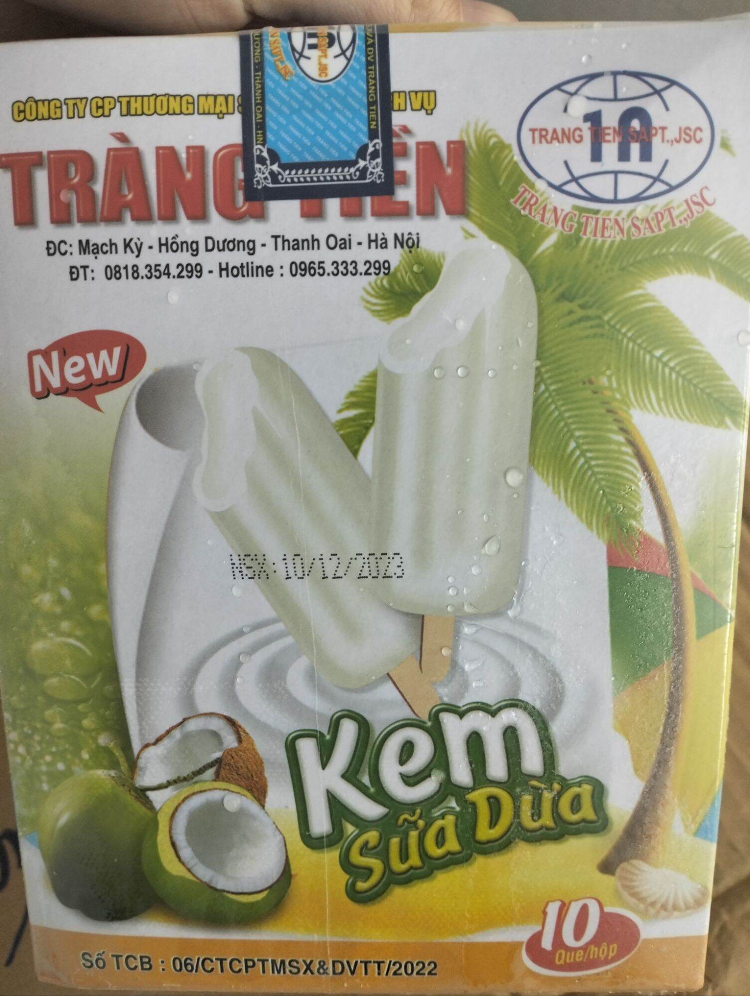 (Chỉ giao TPHCM) Hộp 10 cây Kem Tràng Tiền Sữa dừa, Đậu xanh New