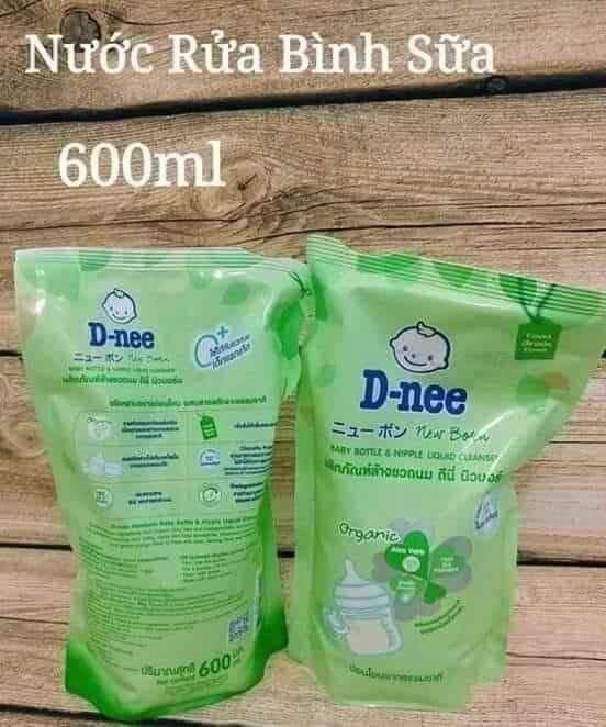 Combo 2 túi nước rửa bình sữa d-nee organic thái lan cho bé 600ml