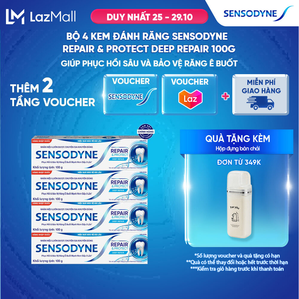 Bộ 4 Kem đánh răng SENSODYNE Repair  Protect Deep Repair 100g giúp phục hồi sâu và bảo vệ răng ê buốt