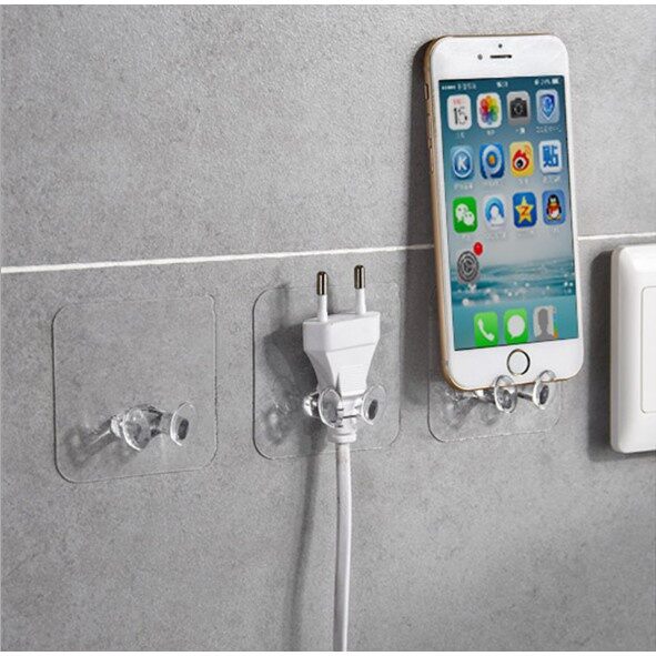 Móc dán tường treo phích cấm điện trong suốt