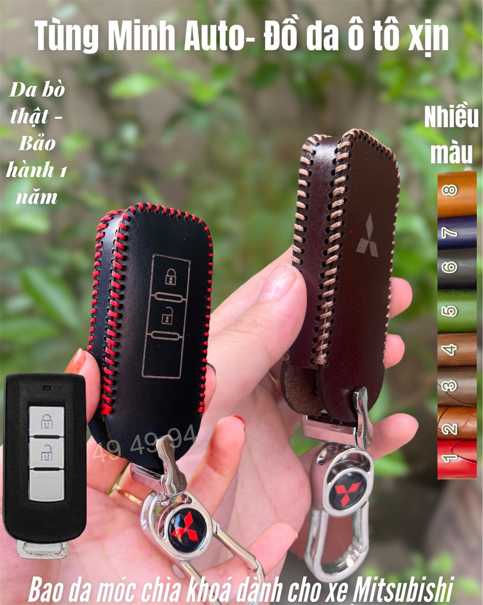Bao da bọc chìa khoá xe Misubishi Outlander , Attrage, Triton , xpander