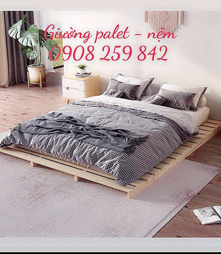 Giường palet gỗ thông Mỹ làm từ ván mới nhập khẩu