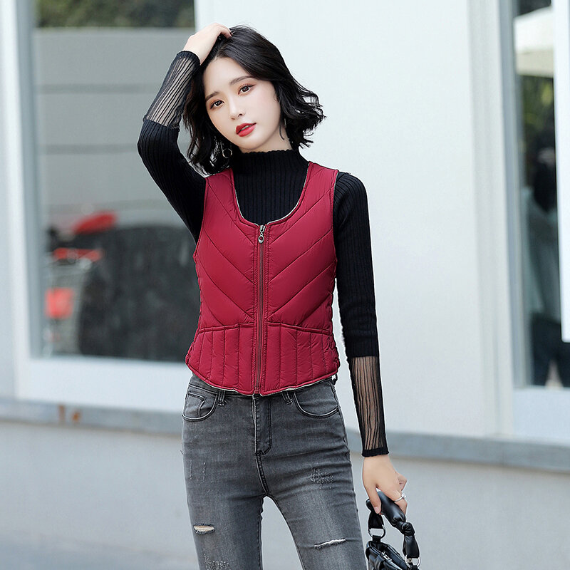 Áo gi lê lót lông bông lông vũ mùa thu đông áo ba lỗ giữ ấm mặc trong cho nữ áo không tay ôm sát kiểu tây áo gi lê phối trong lông cừu
