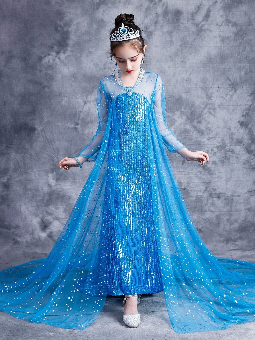 Váy Công Chúa Elsa Cho Bé Gái Váy Sinh Nhật Queen Elsa Frozen Ice Snow Princess Cotton A-line Váy Dà