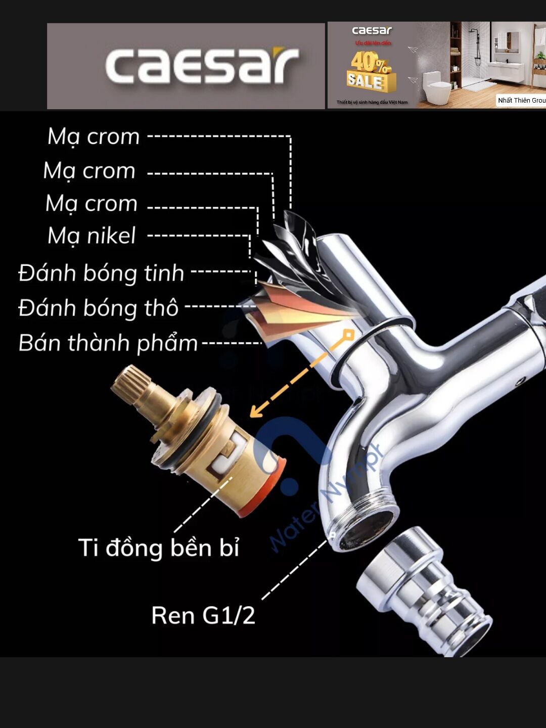 Vòi Lạnh Gắn Tường CAESAR WP027C