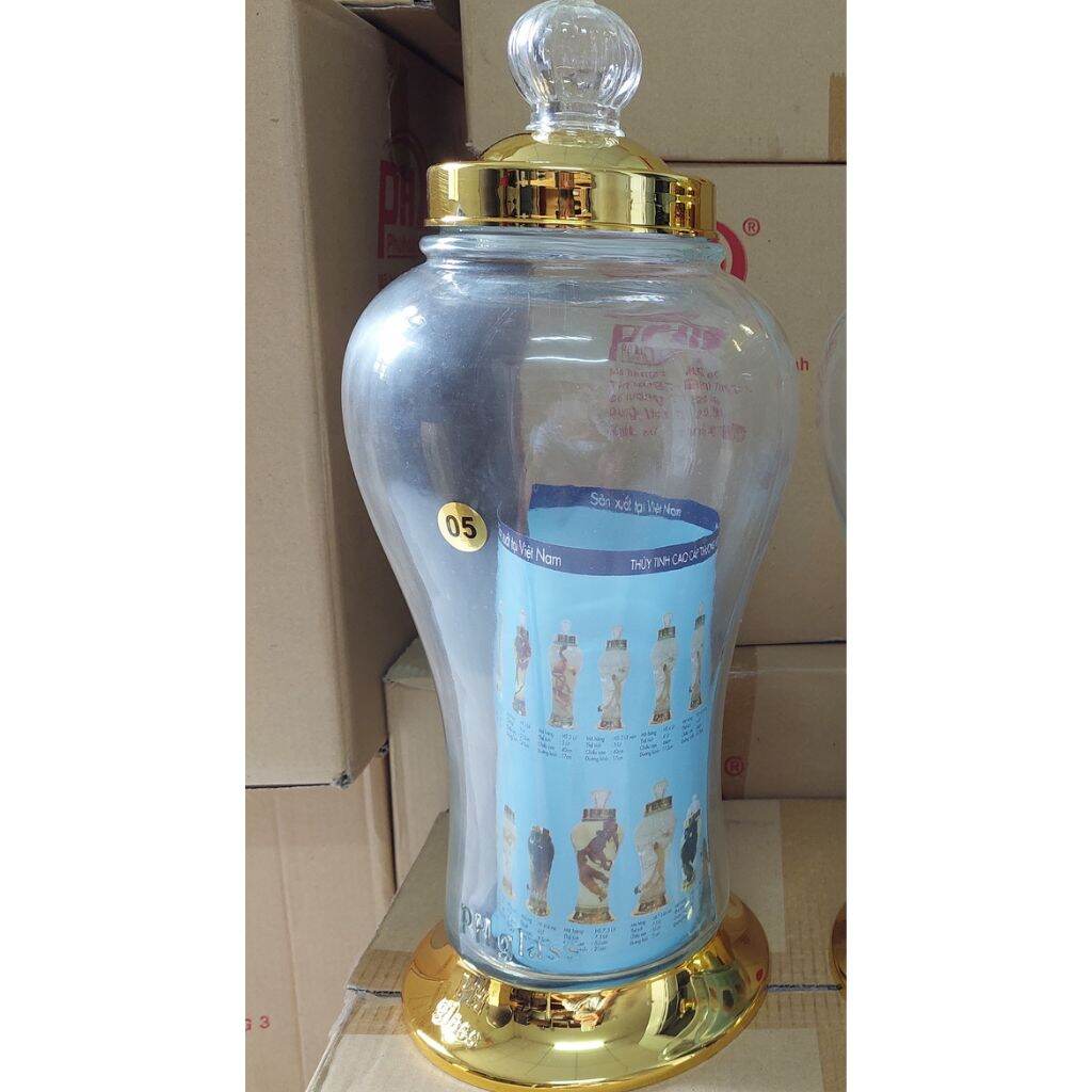Bình Ngâm rượυ Sâm Thủy Tinh PHÚ HÒA 5 Lít Không Van , Có Van