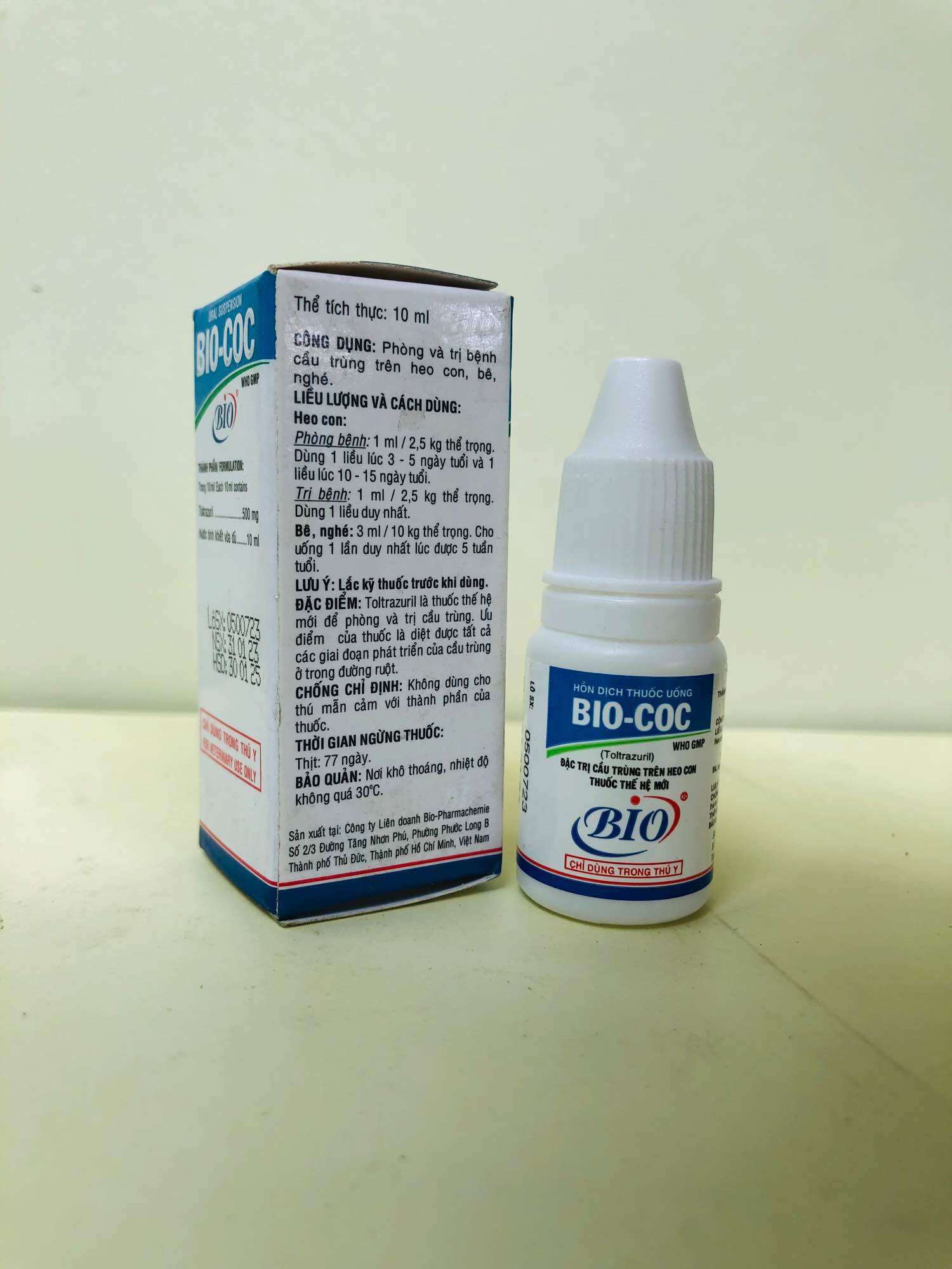 Bio coc 10ml, cầu trùng cho heo con.