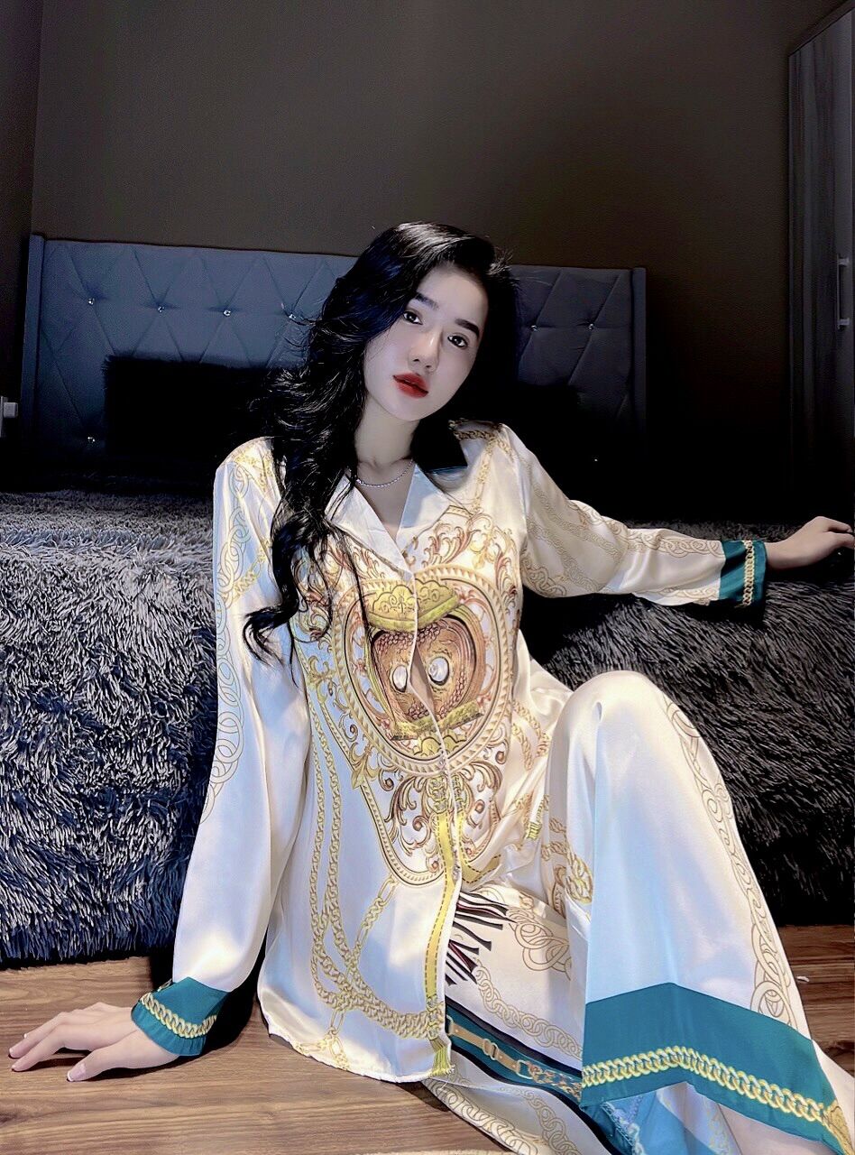 Đồ bộ mặc nhà , Pyjama Lụa Thiết Kế QC Mẫu Siêu Hot