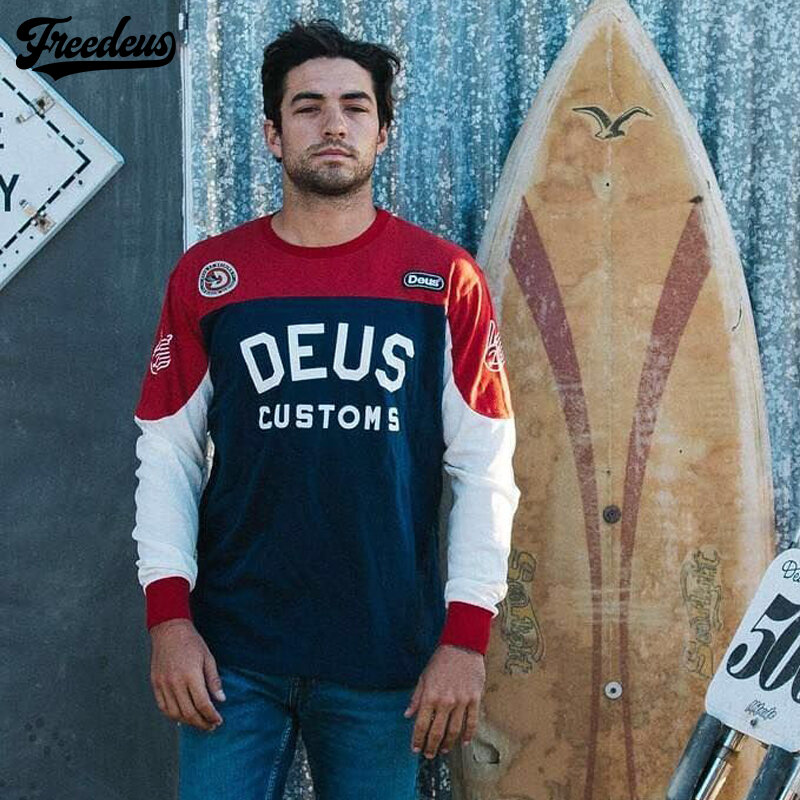 Deus Retro Motorcycle Off-road服速干排汗长袖机车赛服林道速降骑行tshirt男款一年四季适用