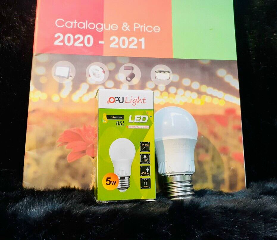 Bóng led 5w trung tính 4000-4500k đui E27 phổ thông